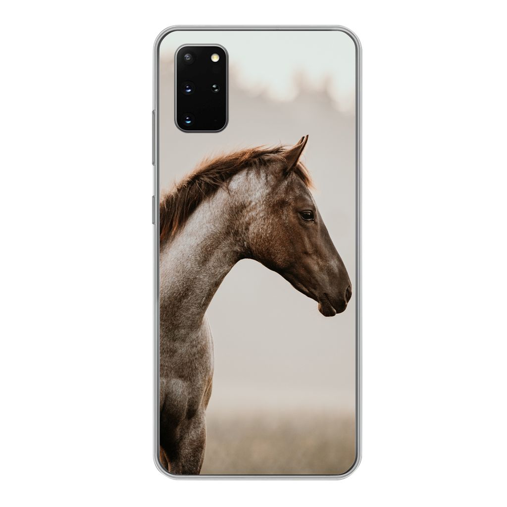 MuchoWow Handyhülle Schutzhülle Hülle für Samsung Galaxy S20 Plus Pferd - Nebel - Natur Silikon Softcase Handy Hülle - Hartschale