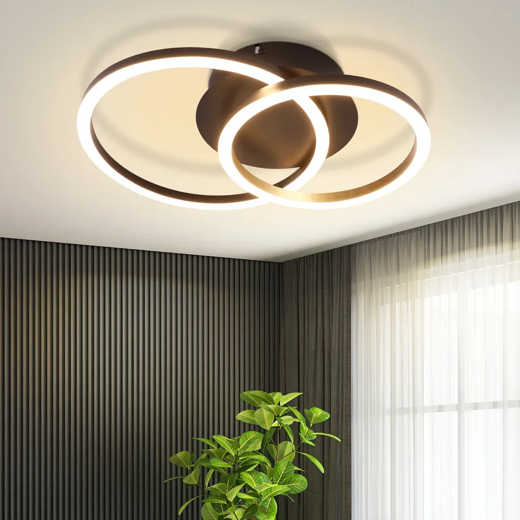 Plafonnier LED Design Anti-Éblouissement 24W Noir pour Éclairage Doux