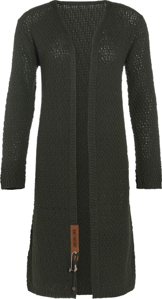 Knit Factory Luna Lange Strickjacke - Khaki - 36/38