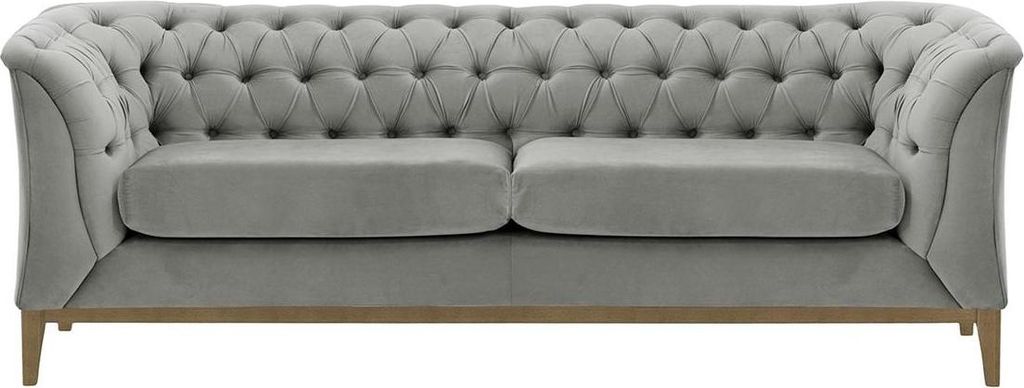 2,5-Sitzer Sofa Chesterfield Modern Wood aus medizinischem Schaumstoff-Velluto 15-wax black