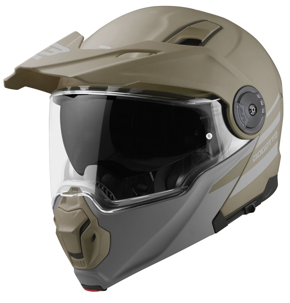 Bogotto FG-102 Duo Fiberglas Klapphelm, braun matt, L