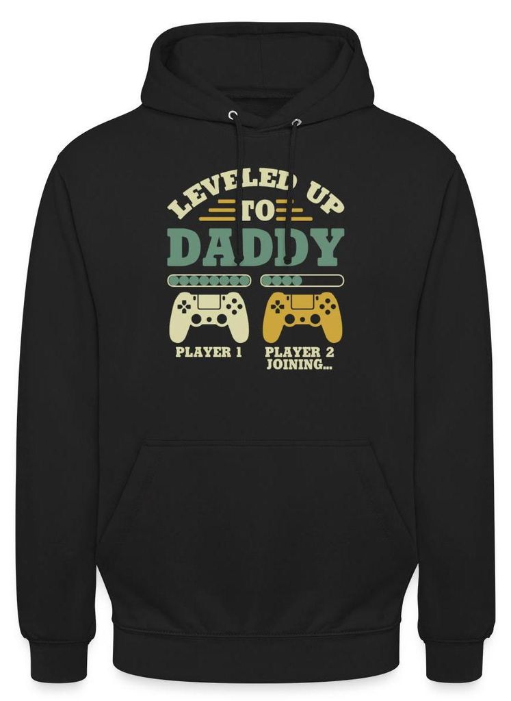 Spreadshirt Leveled Up To Daddy Gamer Player 2 Uni Hoodie, XL, Schwarz