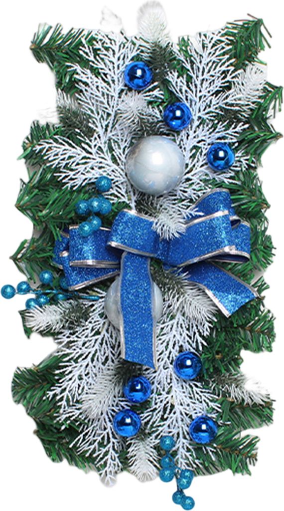 Weihnachts Tür Swag Rote Beeren Farbkugeln Bogenknoten Tinecone Realistic Szene Layout Plastikklapp Treppe Kranz Girlande Anhänger für Party-Blau