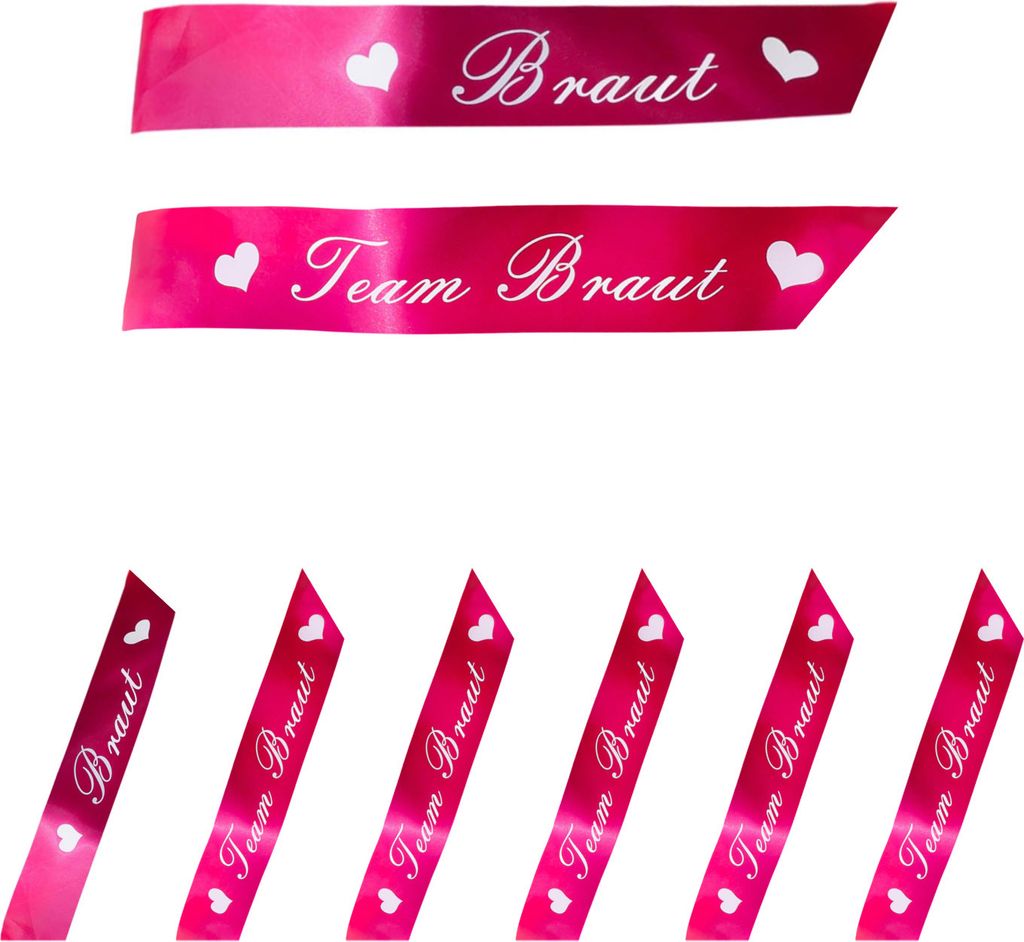 Oblique Unique Schärpe Braut + Team Braut Set JGA Hen Party Bride to be pink