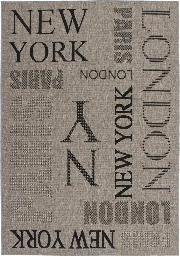 LYN45 FOUNTI Tapis tissé 160x230 cm avec motif texte pour le salon