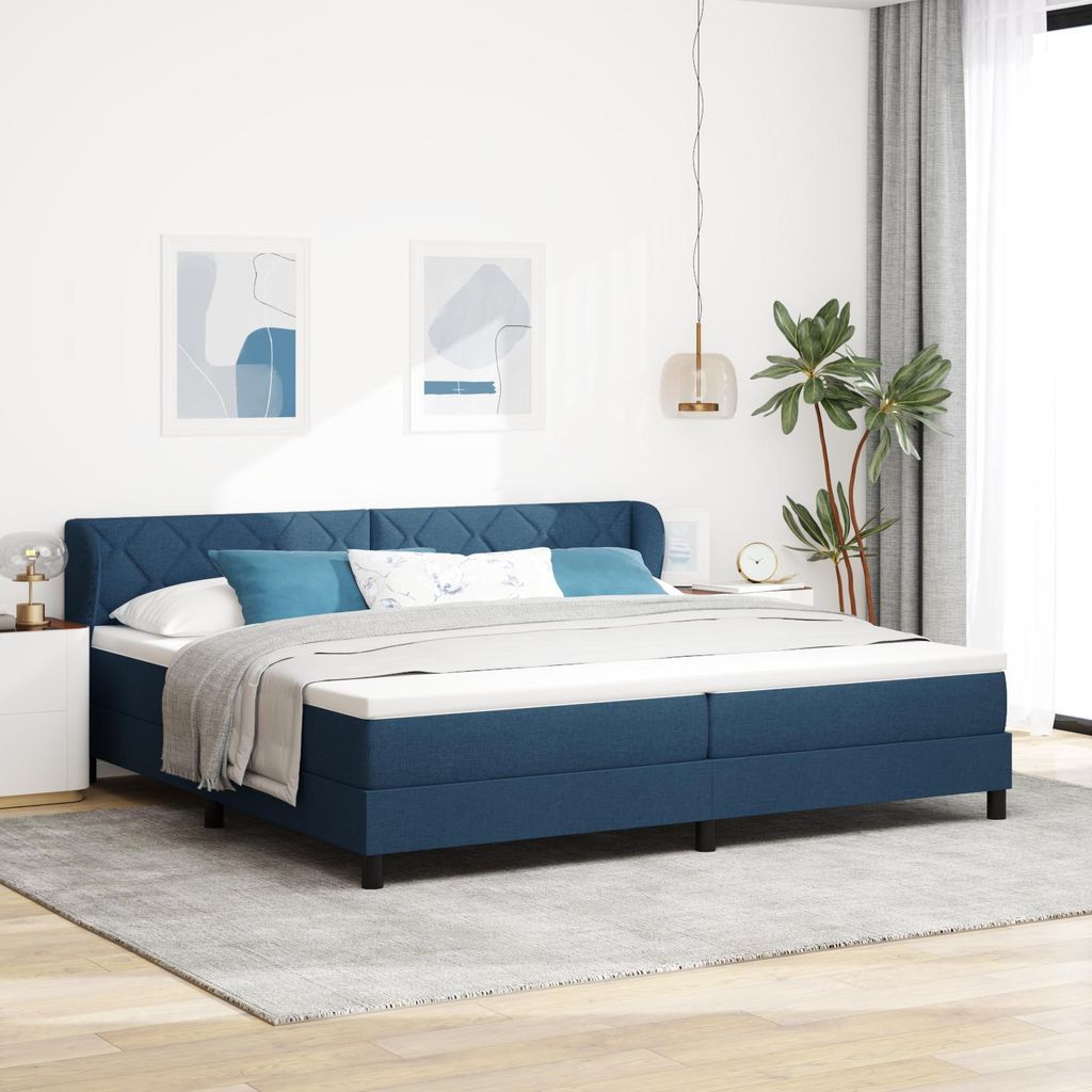 Design new Polsterbett Boxspringbett mit Matratze Blau 200x200 cm Stoff - Bettrahmen - Klassische Betten cloris67443