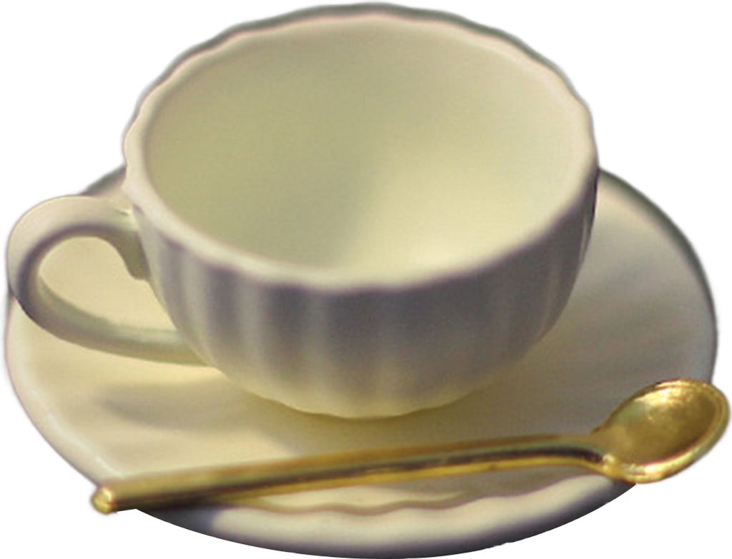 1 Set Dollhouse Coffee Tasse Realistische Legierung Miniatur Teetasse Saucer Löffel Set Modell Ornament für Mikrolandschaft-Gelb ,Größen:S