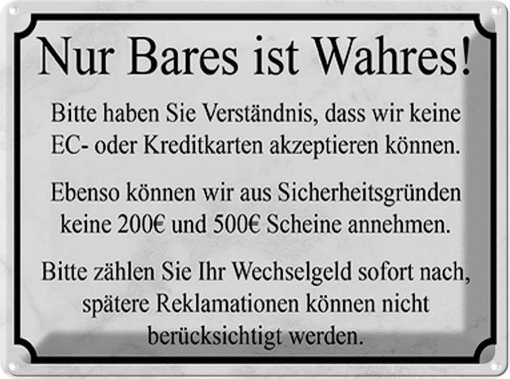 vianmo Blechschild 30x40 cm Nur Bares ist Wahres Dekoration Spruch Zitat