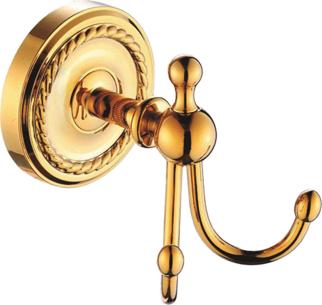 Belle Arti Handtuchhaken Handtuchhalter Wandhaken Garderobenhaken Bademantelhaken 2-fach doppelt Haken aus Messing für Bad, Küche, WC - gold poli...