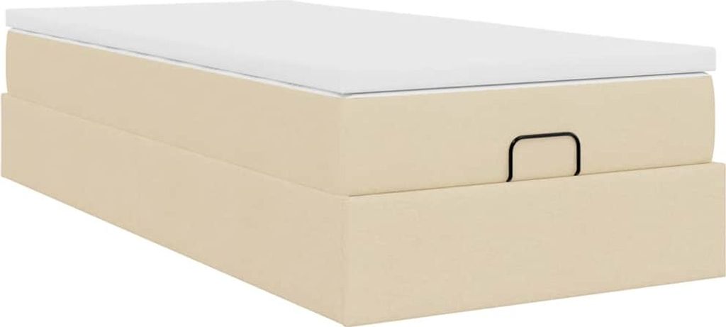 Ottoman-Bett mit Matratze Creme 90x200 cm Stoff