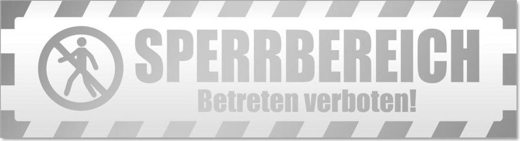 Kiwistar Sperrbereich betreten gestreift Magnetschild Schild magnetisch - 45cm Silber - Magnetfolie für Auto PKW Kfz
