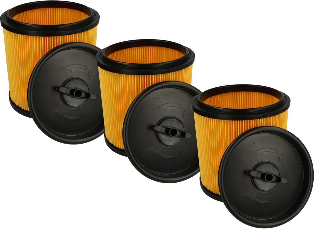 vhbw 3x Faltenfilter kompatibel mit Parkside PNTS NTS 1423-S Staubsauger - Patronenfilter Gelb Schwarz