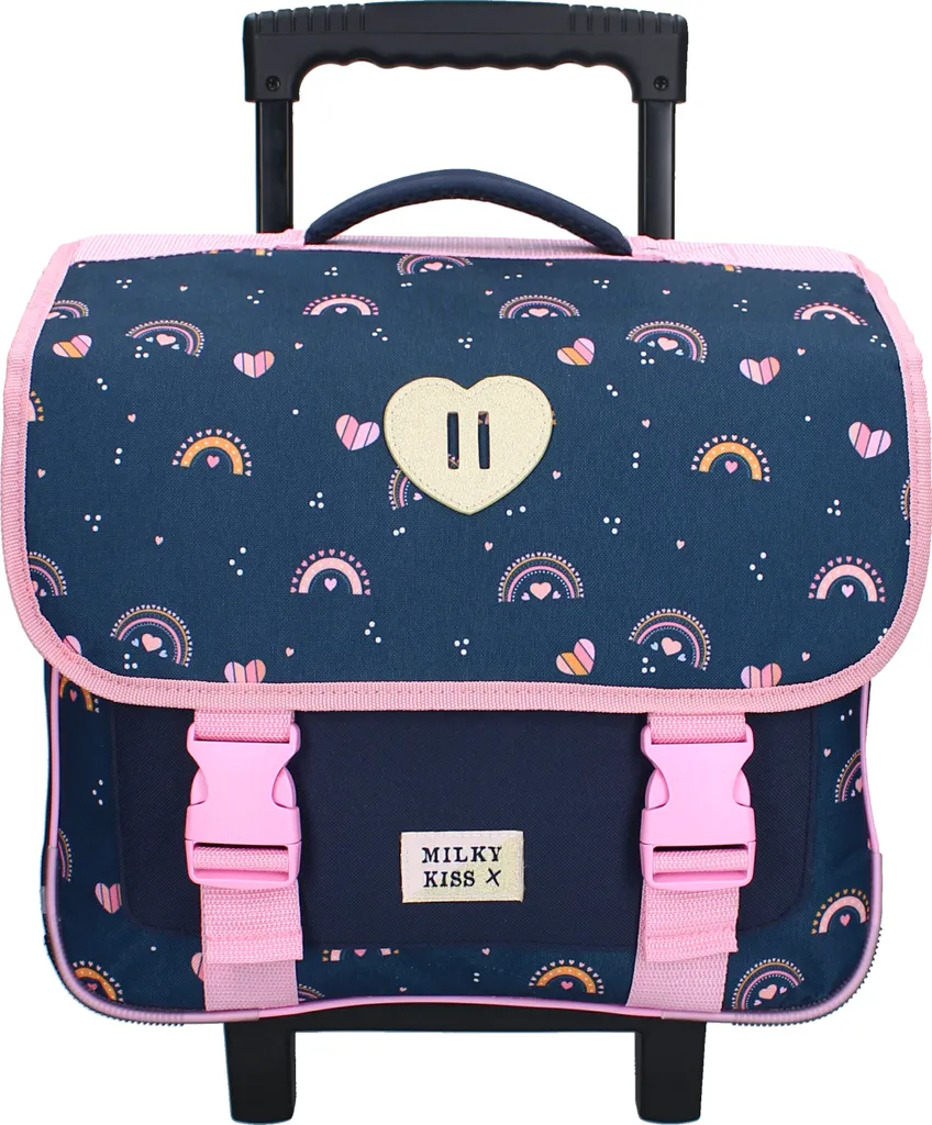 Sac à Roulettes Milky Kiss Radiant Rainbows Bleu pour École et Voyage