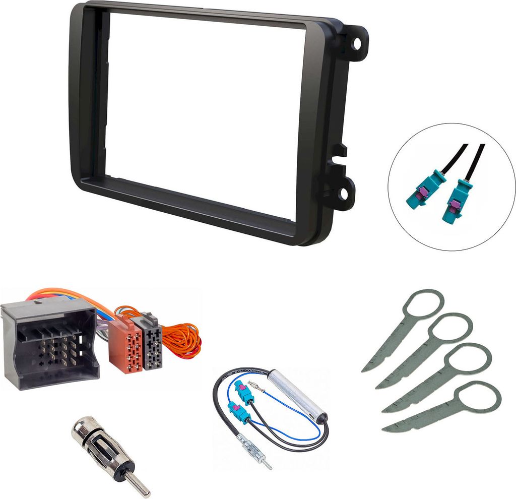 Audioproject A358 - Autoradio Einbau-Set kompatibel für VW Golf 5 6 Touran Skoda Seat Radioblende Doppel DIN ISO - Radio Blende Radioadapter Doppe...