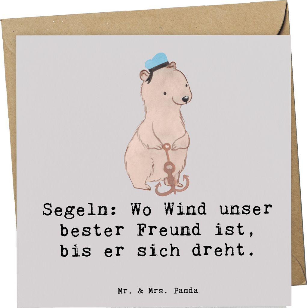 Mr. & Mrs. Panda Deluxe Karte Segeln Windfreund - Grau Pastell - Geschenk, Sportler, Glückwunschkarte, Meer, Herausforderung, faltkarte, Wasserspo...