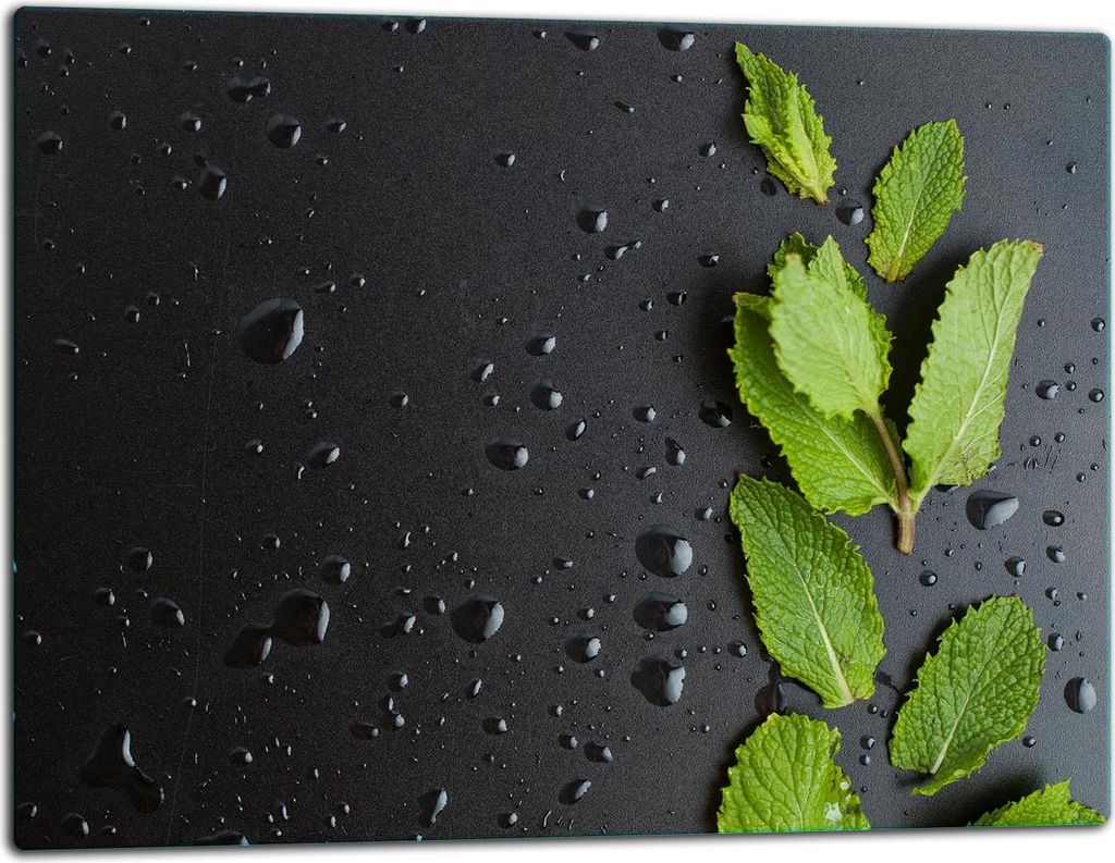 Glasschneidebrett Herdabdeckplatte Glaskeramikfeld Universal 52x40 cm Schwarz Laub