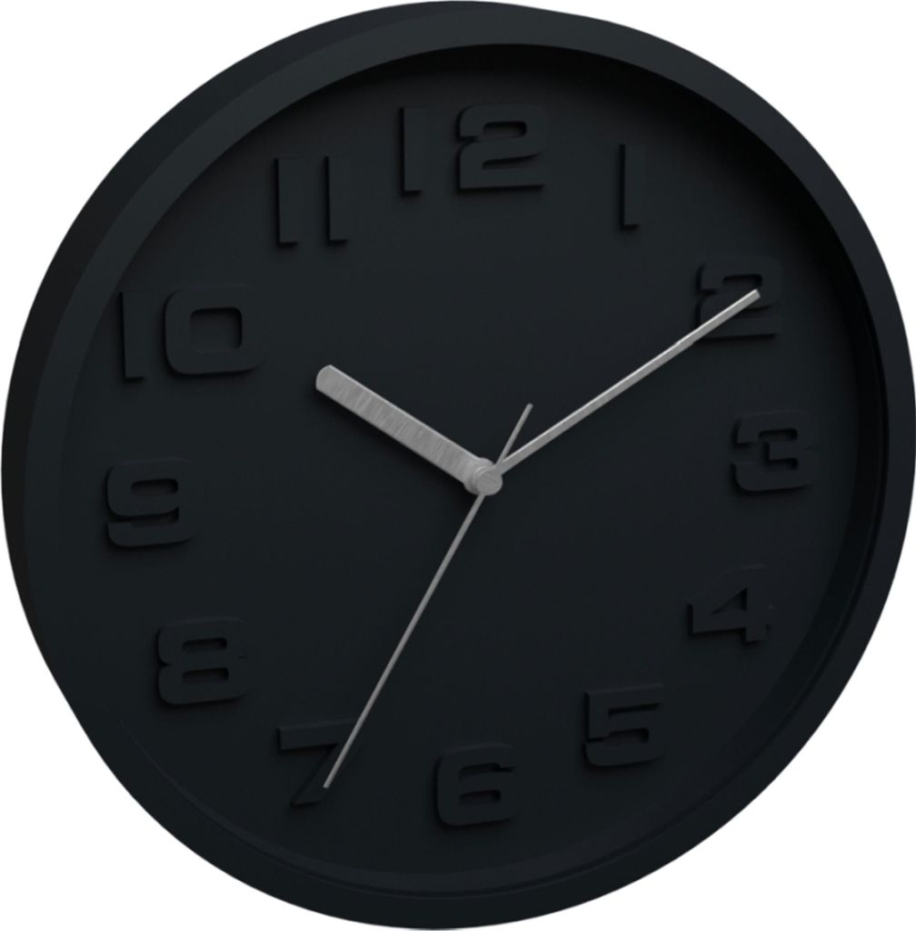 Wanduhr Schwarz 30 cm mit großen Zahlen – geräuscharmes Quarzuhrwerk, Mineralglas, analoge Uhr für Wohnzimmer & Küche