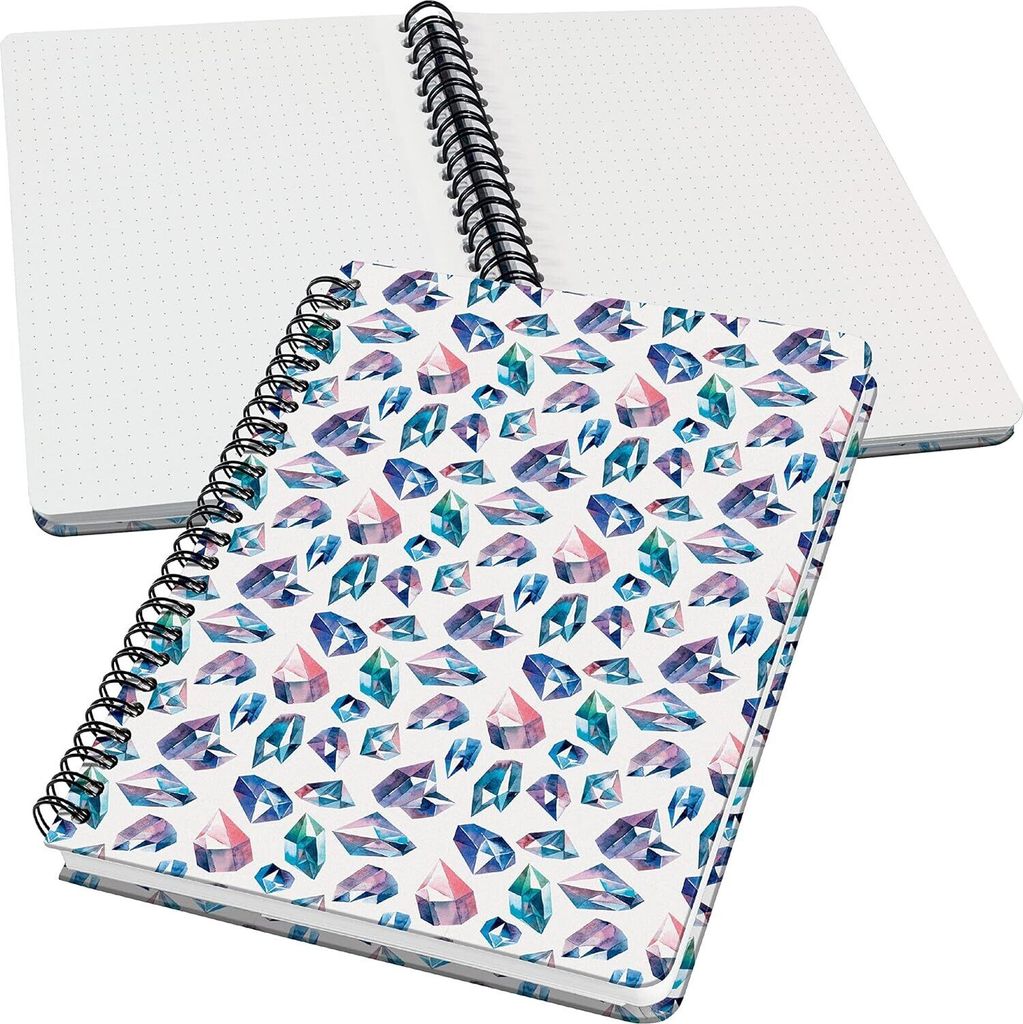 SIGEL JN616 Spiral-Notizbuch Jolie - Fairy Gems - punktkariert (Dot-Lineatur) - 100 g/m² - ca. A5 - rosa, violett, blau - Hardcover - 120 S. -