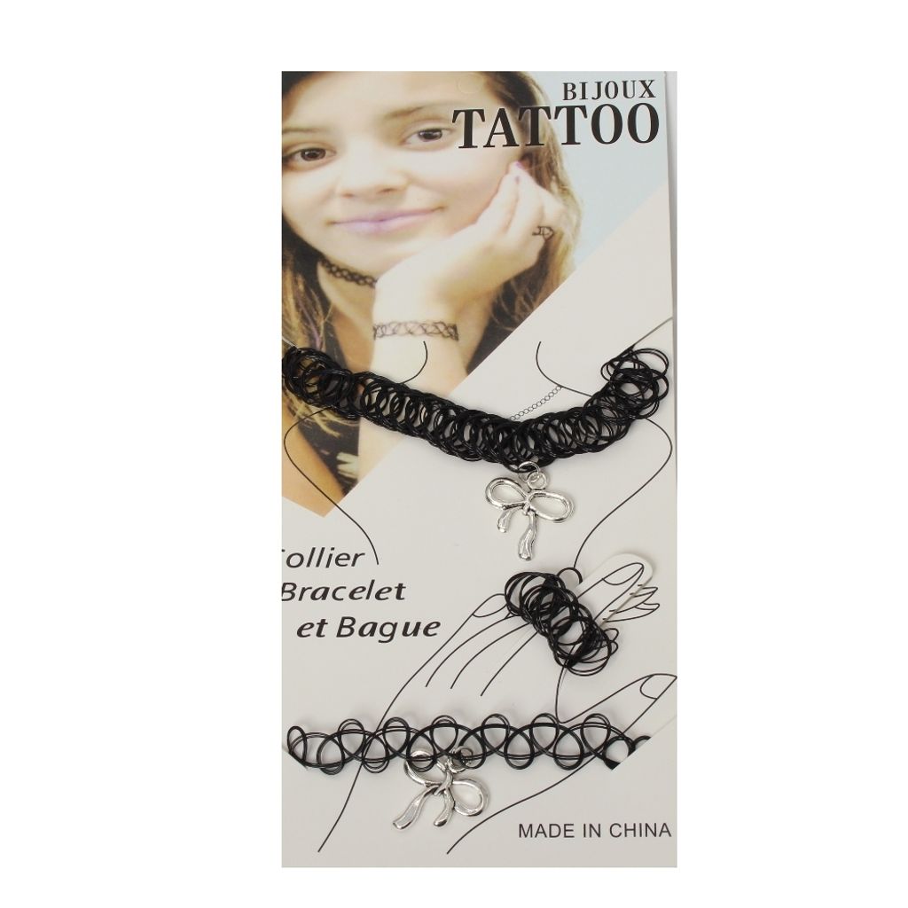 3er Set Halsband Armband Ring Schleife
