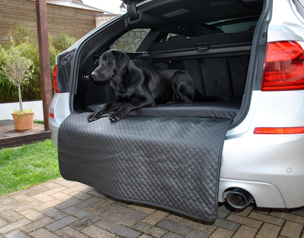 Hundebett Kofferraum Matte Schwarz XXXL (110x100x5x60cm) Luca Autoschondecke Kunst Leder Autositz Schutzdecke Mayaadi Home