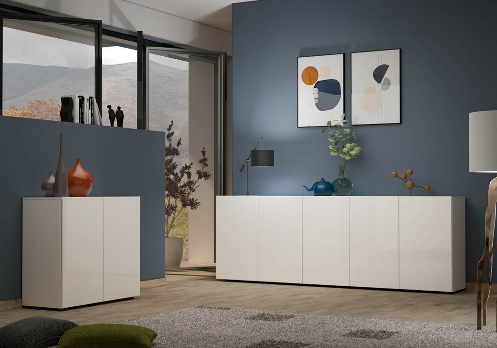 Sideboard >Mister< in weiss, Lack Hochglanz - 90x80x38cm Produktbild 5