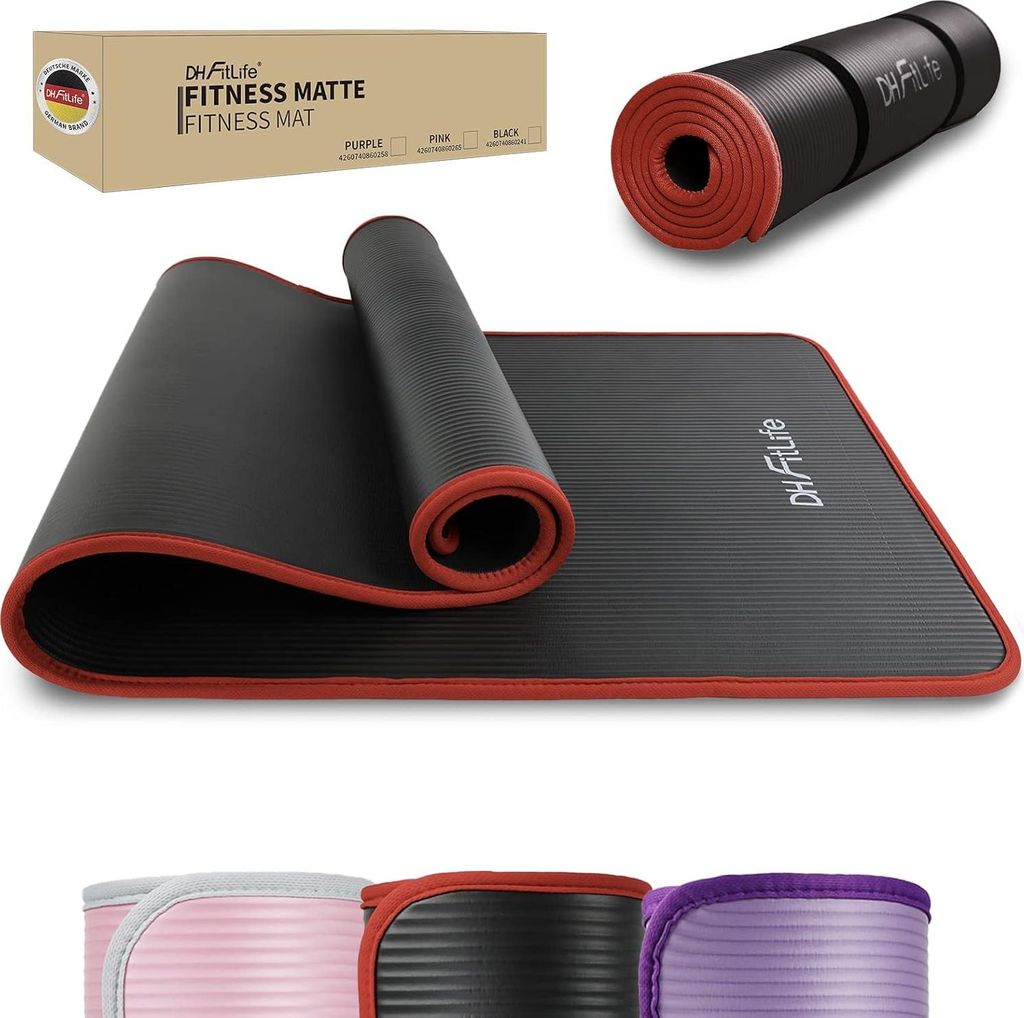 DH FitLife Trainingsmatte Fitnessmatte, Sportmatte 183 * 61 1 cm, Gymnastikmatte extra reißfest, Yogamatte rutschfest und dick, Workout Matte