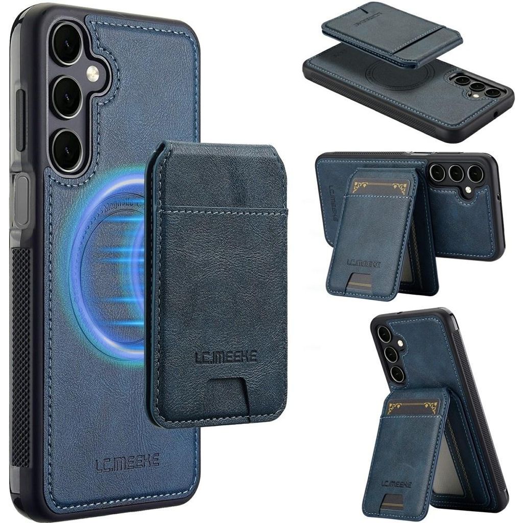 LC.IMEEKE L3 - Leather Back Cover mit Kartenhalter - MagSafe Compatible - Samsung Galaxy S25 FE Hülle - Blau