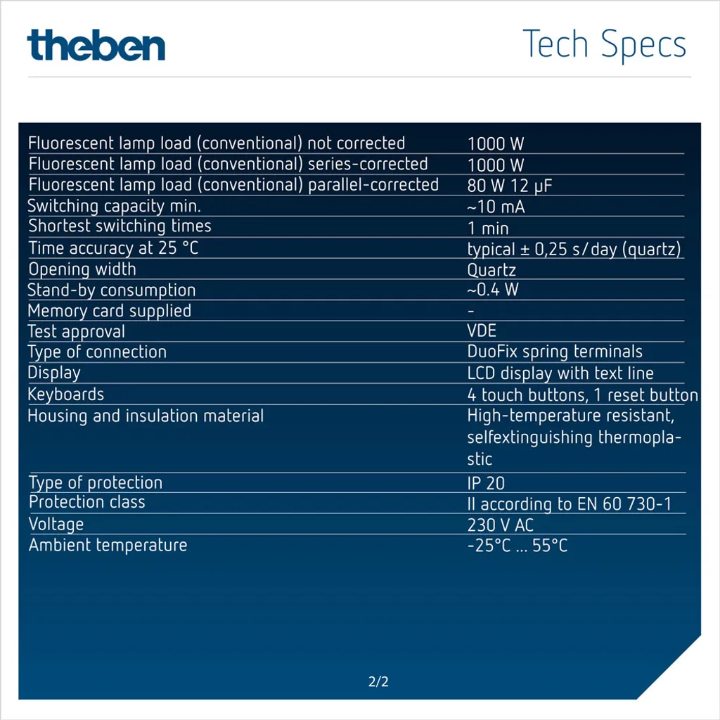 Programmateur hebdomadaire digital Theben 1 canal pour tableau 1 TE - 8