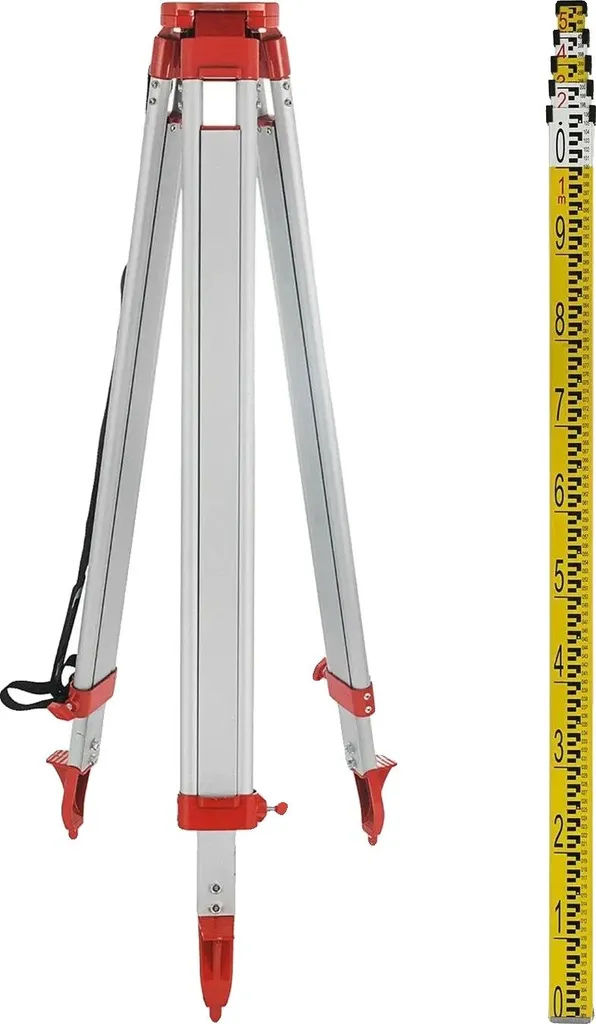 Support laser ajustable 1,65 m et règle de chantier 5 m en aluminium