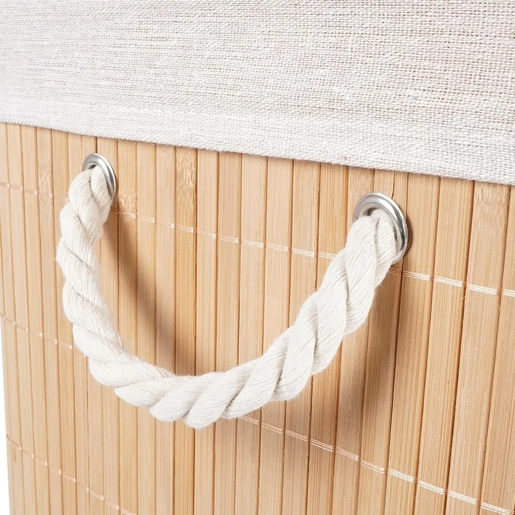Panier à linge en bambou double bac pour éviter les mauvaises odeurs - 5