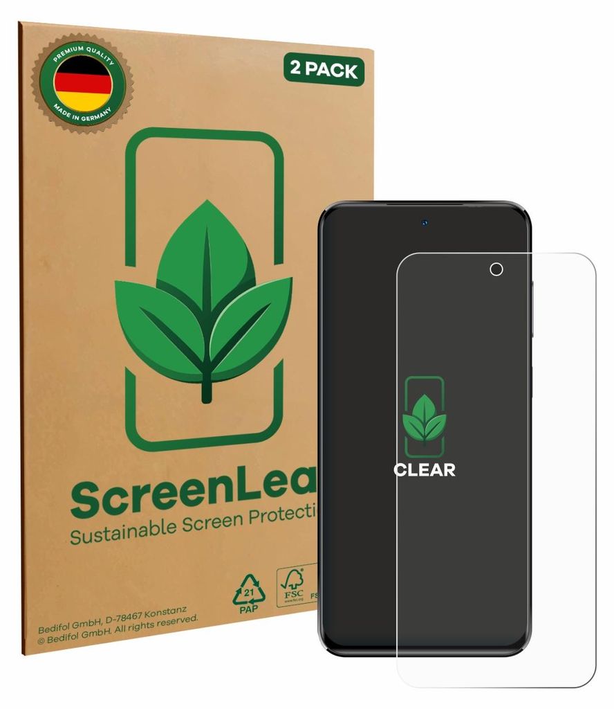 2x ScreenLeaf Schutzfolie für Oukitel C68 Plus nachhaltiger Displayschutz Display Schutz Folie Klar Transparent