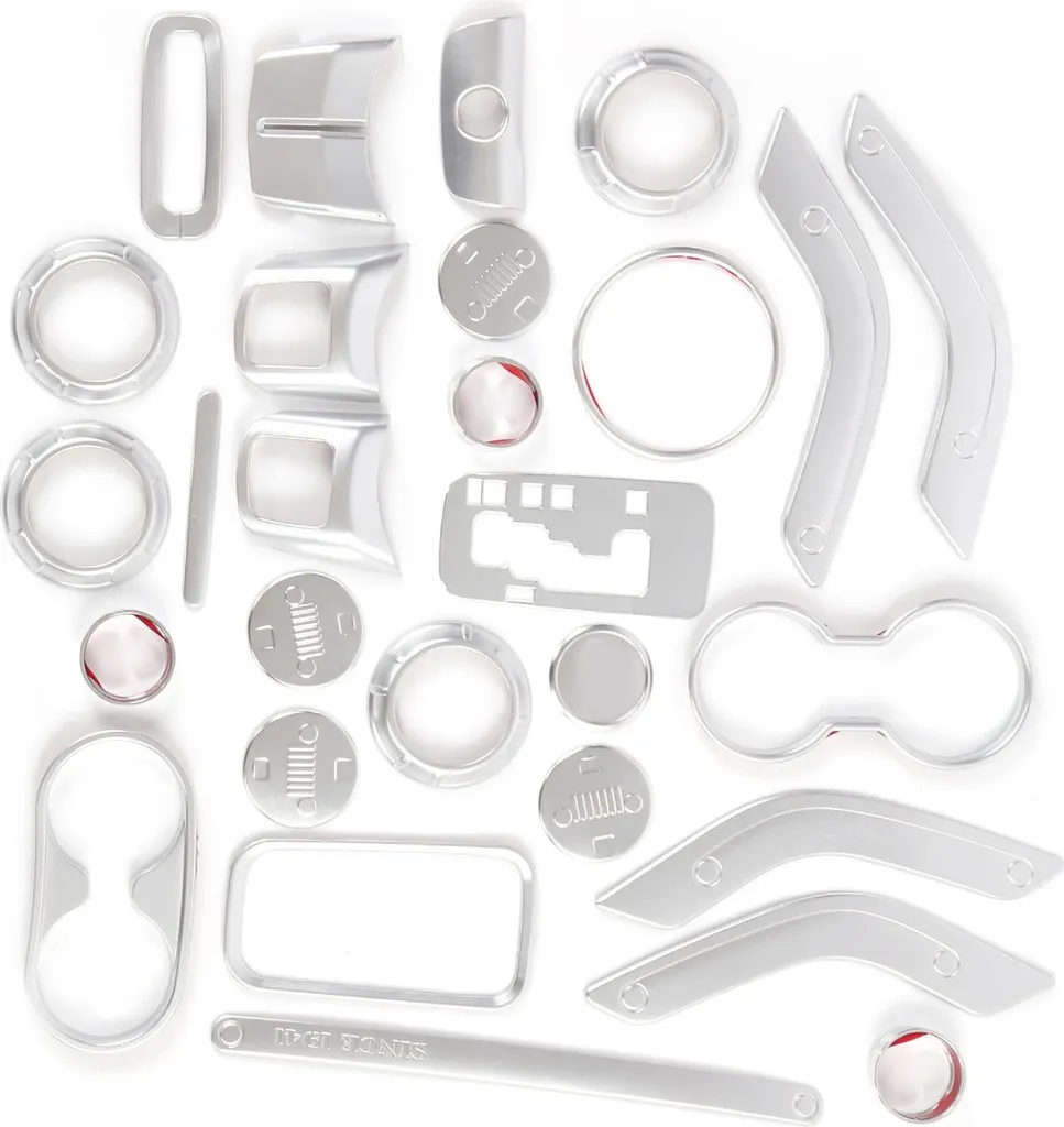 Habillage Intérieur Argent 28 Pièces Jeep Wrangler JK JKU Anti-Rayures