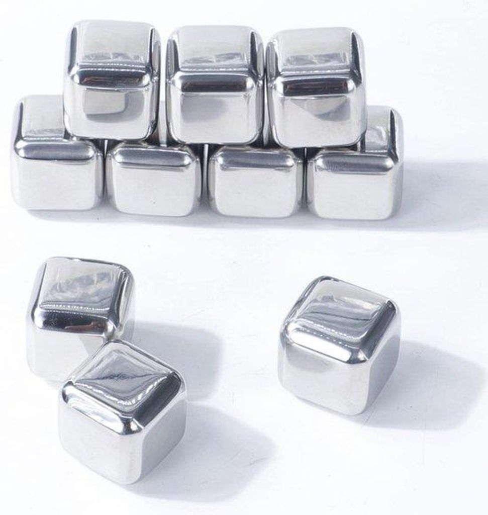 Metallische Eiswürfel aus Edelstahl - Wein- und Getränke-Kühler für Whisky, Wodka, Wein, Limonade und Bier - 2,5 cm x 2,5 cm x 2,5 cm