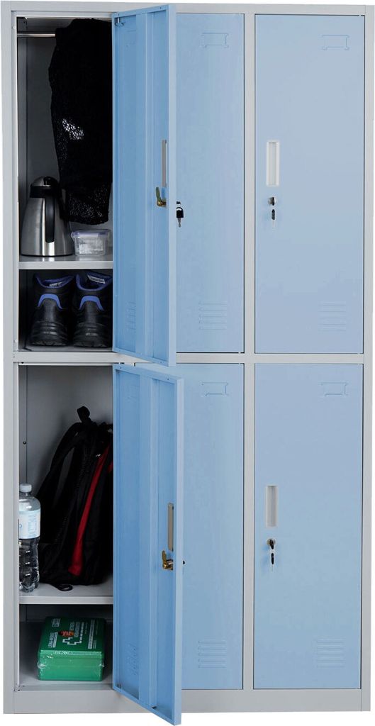 Schließfach Boston T829, Schließfachschrank Wertfachschrank Spind, Metall 6 Fächer blau