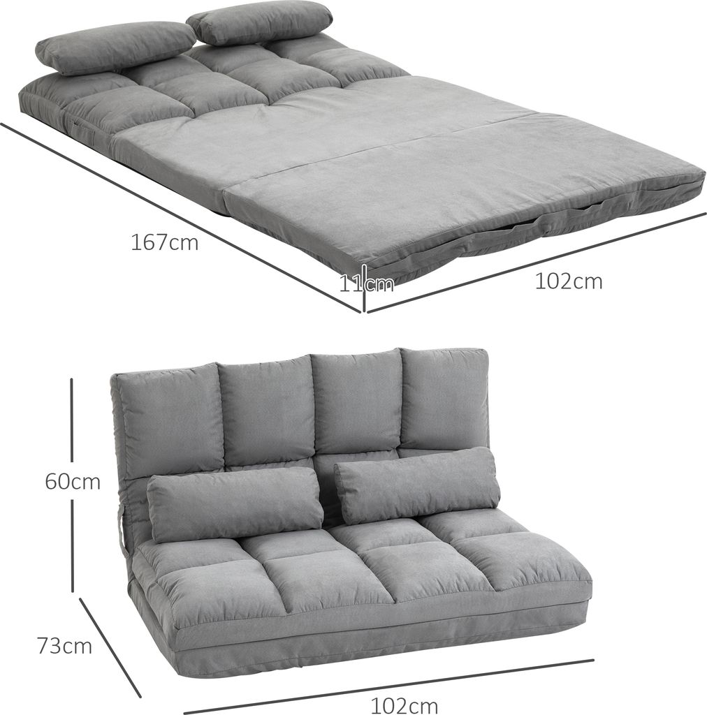 HOMCOM Bodenstuhl 2-in-1 Bodensessel Bett mit Rückenlehne 3 Produktbild 3