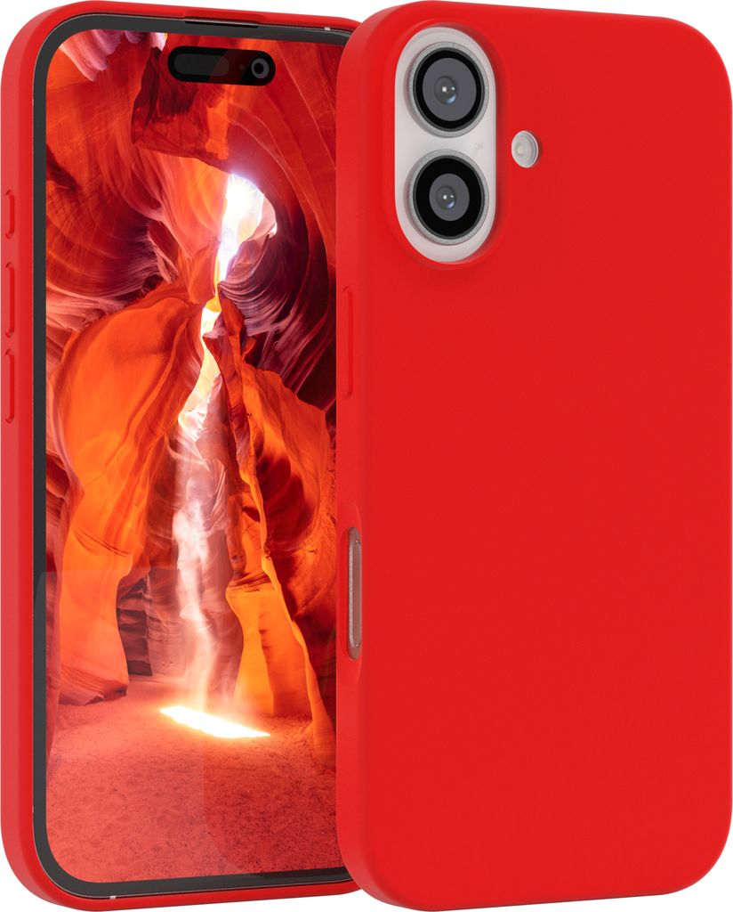 EAZY CASE Silikonhülle für Apple iPhone 16 Silikon Backcover Schutz in Rot