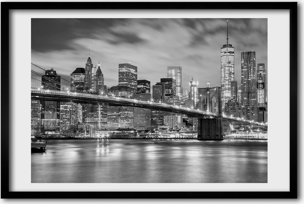 Bild 60x40 MDF-Rahmen, Wandkunst Manhattan New York City