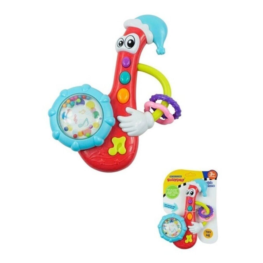 Baby Mix Babyrassel mit Melodie-Saxophon rot