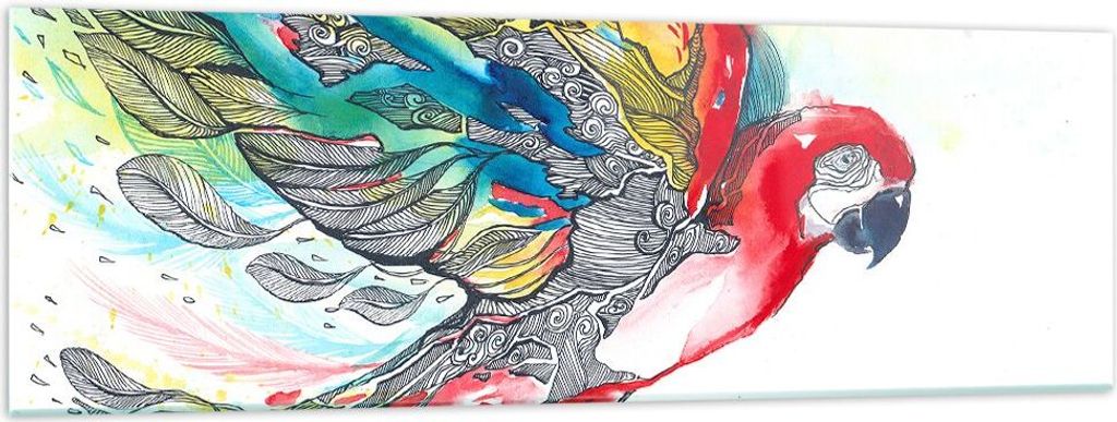 Bilder auf glas - Parrot Flügel Federn Natur - 160x50cm - Glasbilder - Wandbilder - Kunstdruck - zum Aufhängen bereit - Wanddekoration aus Glas -...