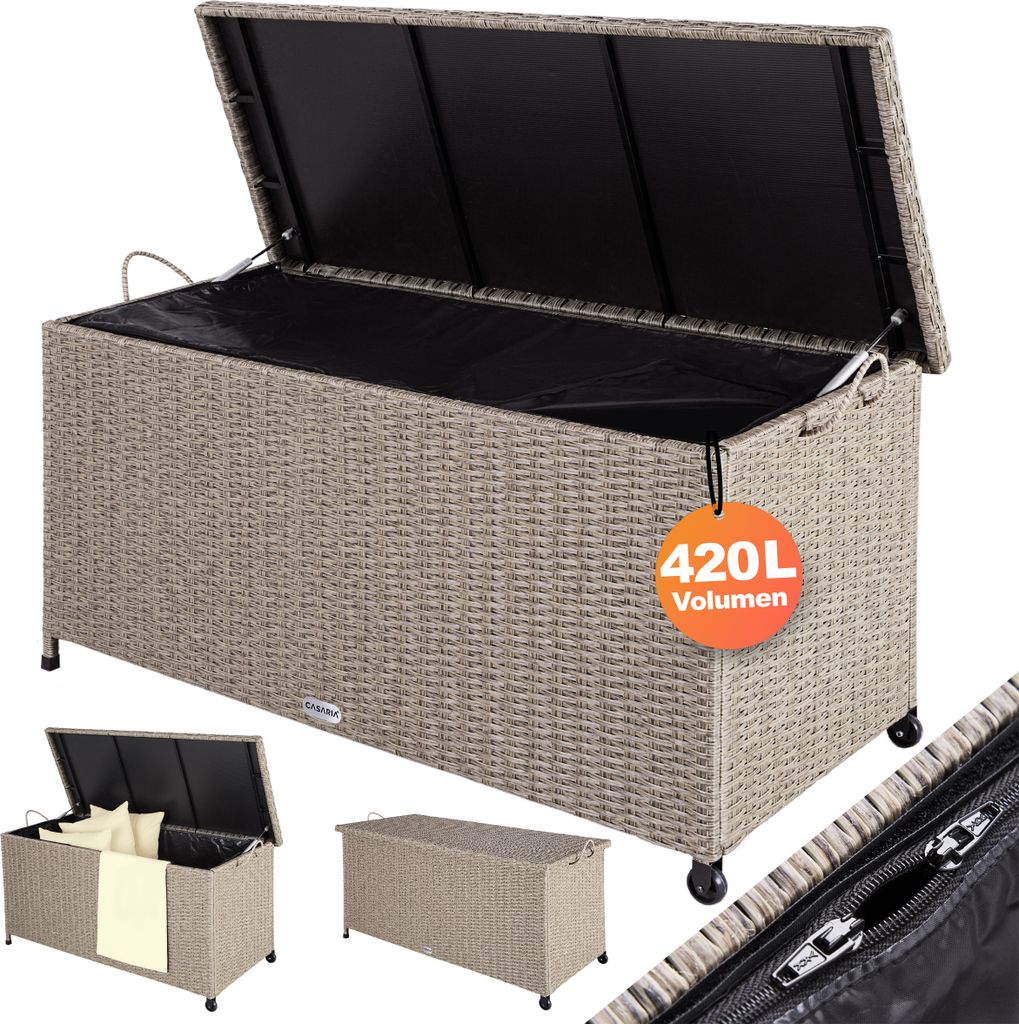 CASARIA® Gartenbox Auflagenbox mit Rollen 420L Stauraum Produktbild 