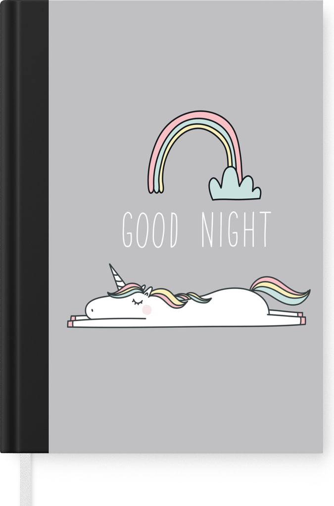 MuchoWow Notizbuch Tagebuch Haushaltsbuch Notebook A5 Einhorn - Regenbogen - Kinder - Zitate - Gute Nacht - Mädchen - Notizblock - Notizheft - N...