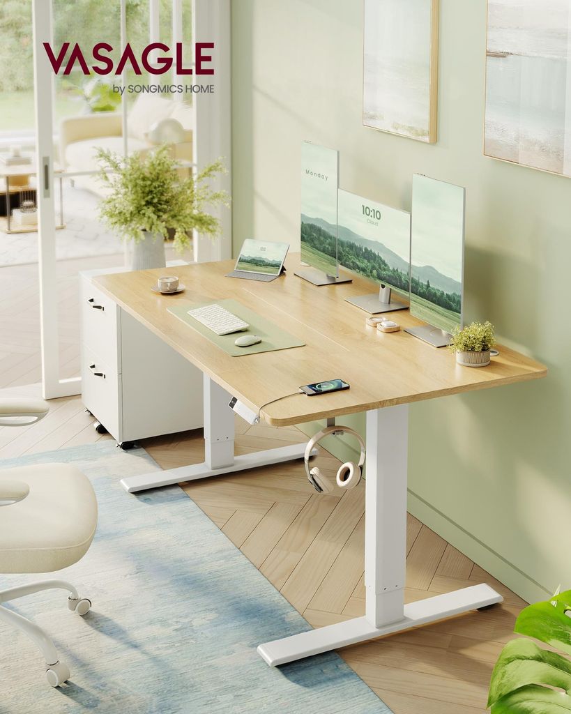 VASAGLE Výškově nastavitelný stůl, 140 cm, port USB-C, Obrázek produktu  Obrázek vytvořený pomocí AI