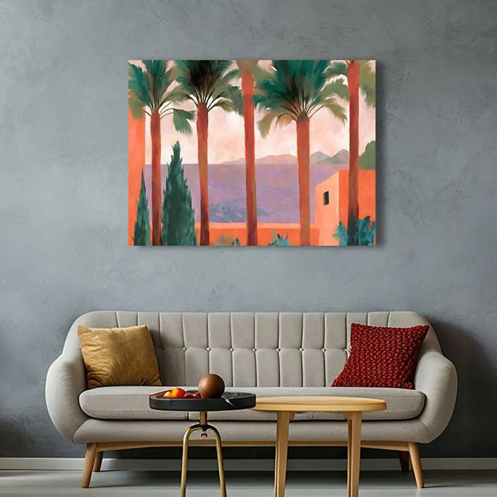 Stampa d'arte su tela, paesaggio moderno - Renée Courtois - Giardino, Marrakech - 60x40 cm - 3
