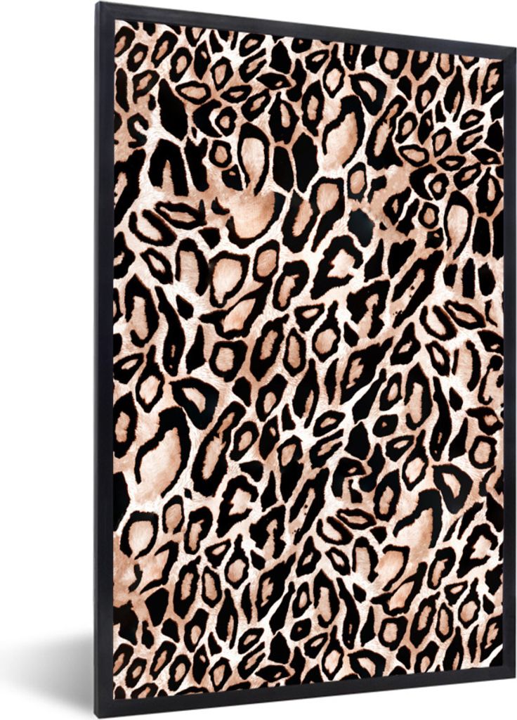 MuchoWow Gerahmtes Poster Pantherdruck - Flecken - Braun - Schwarz 20x30 cm - Poster mit Schwarzem Bilderrahmen Wandposter Rahmen Foto Bilder - D...