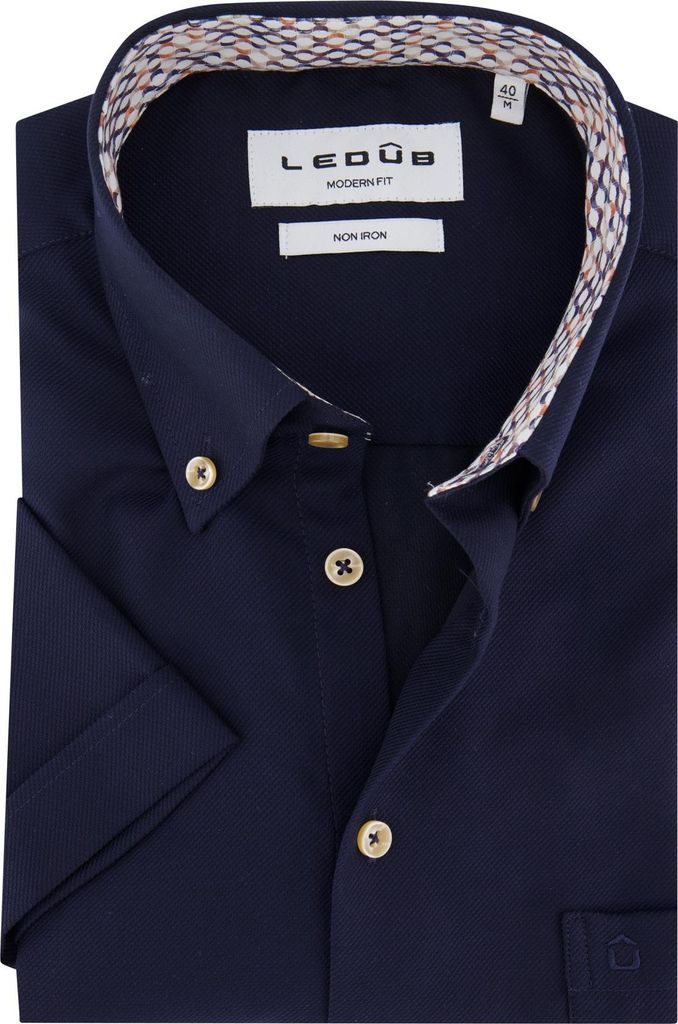 Ledub Hemd Modern Fit dunkelblau Baumwolle