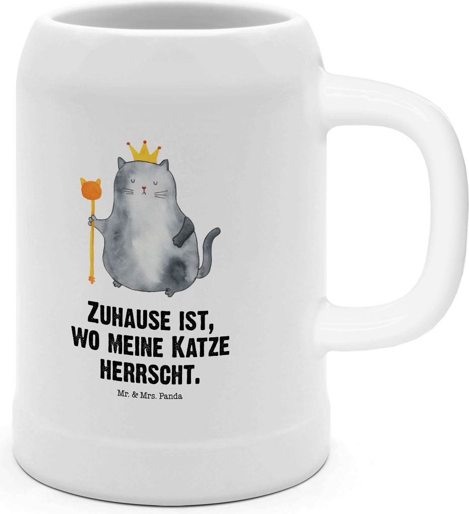 Mr. & Mrs. Panda Steinkrug Katze König - Weiß - Geschenk, Haha, Steinbierkrug, Krug, Bierhumpen, Cat, Seidel, Humpen, Krone, Katzen