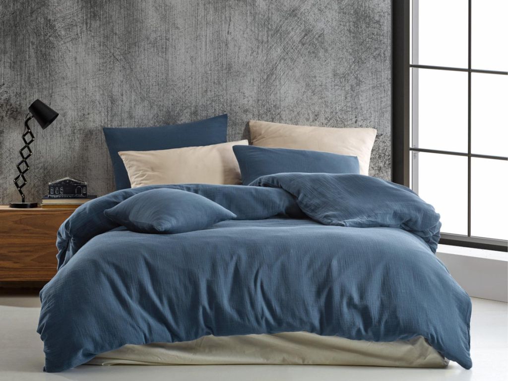 Kissenbezug aus Musselin 40x40 cm blau