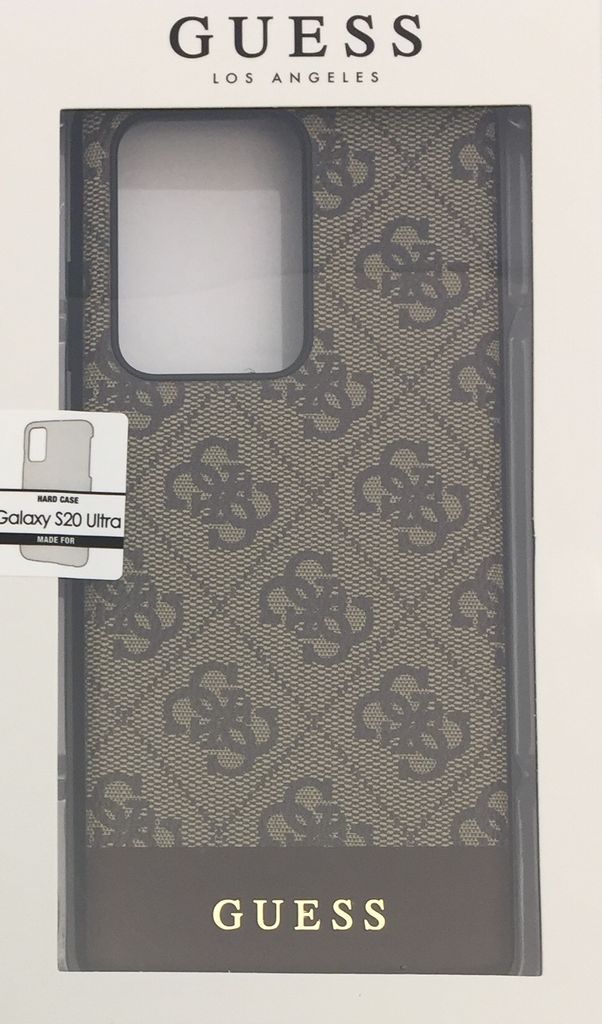 Guess 4G Hard Case Bottom Stripe braun für Samsung Galaxy S20 Ultra 6,9" G988 Cover Hülle