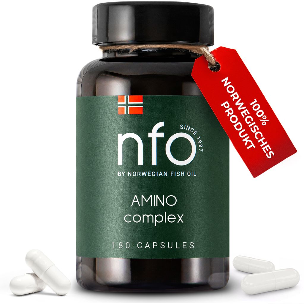NFO Amino Complex - für Muskelgesundheit und Hautfeuchtigkeit - mit Bierhefe und Phytoceramiden [180 Kapseln]