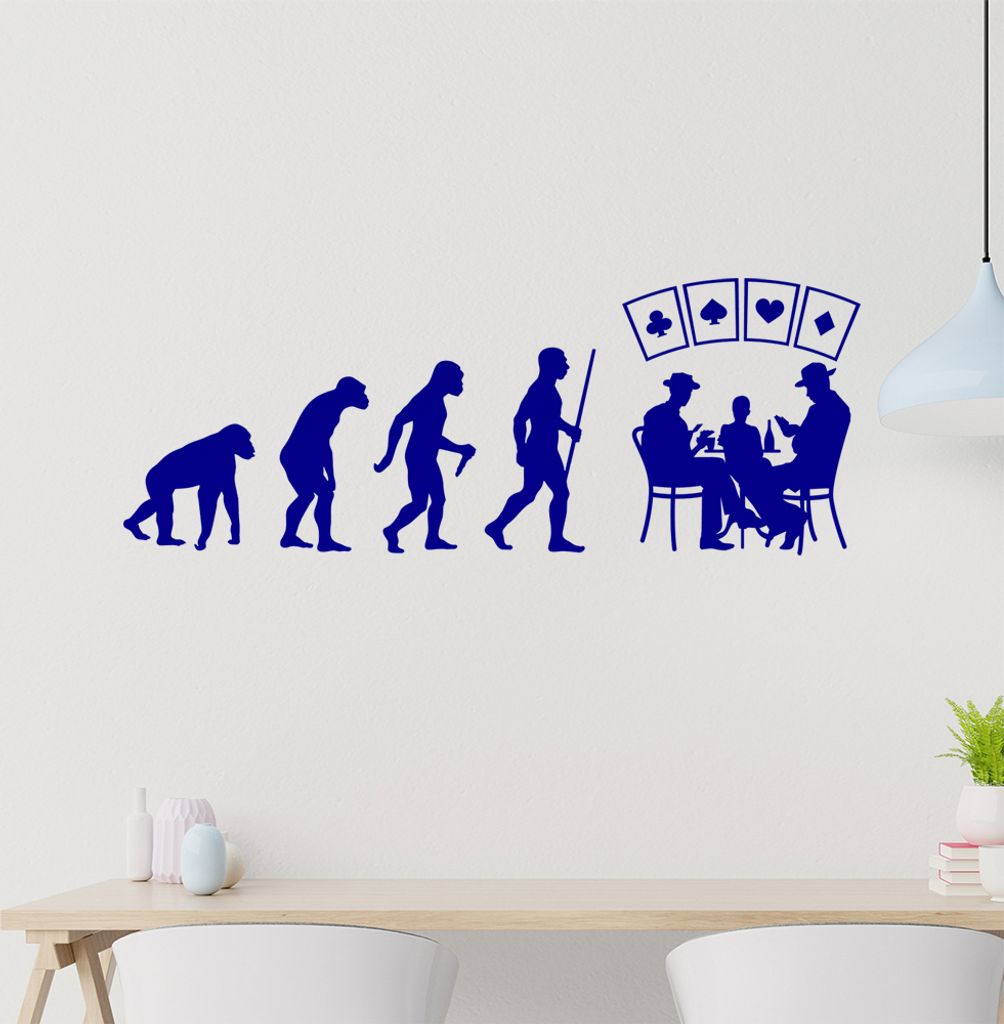 Kartenspiel Pokern Evolution Wandtattoo Wandaufkleber Wall Sticker - Dekoration, Küche, Wohnzimmer, Schlafzimmer, Badezimmer
